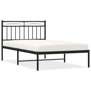 vidaXL Bedframe met hoofdbord metaal zwart 100x200 cm