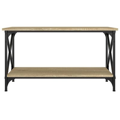 vidaXL Salontafel 80x45x45 cm bewerkt hout en ijzer sonoma eikenkleur