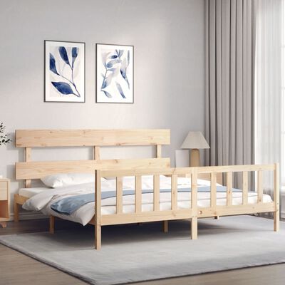 vidaXL Bedframe met hoofdbord massief hout