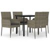 vidaXL 5-delige Tuinset met kussens poly rattan zwart en grijs