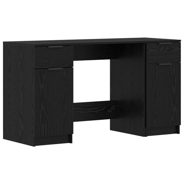 vidaXL Bureau met lade Zwart Eiken 133 x 50 x 75 cm Bewerkt hout