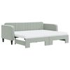 vidaXL Slaapbank onderschuifbed matrassen 90x200 cm fluweel lichtgrijs