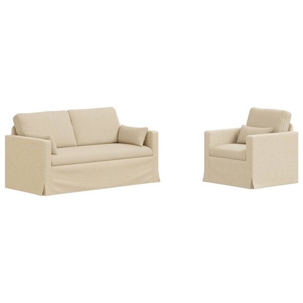 vidaXL Bankstel 2 pcs Cr&egrave;me 158 x 78 x 80 cm Stof