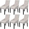 vidaXL Eetkamerstoelen 6 st stof cr&egrave;megrijs