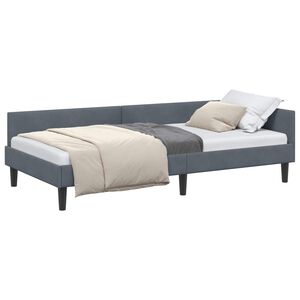 vidaXL Hoekbedframe Donkergrijs 90 cm x 190 cm VelvetenPlywood