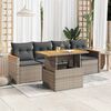 vidaXL 5-delige Loungeset met kussens poly rattan acacia grijs