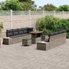 vidaXL Tuinbankenset met kussen 11 pcs Grijs poly rattan