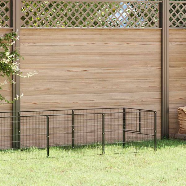 vidaXL Hondenkennel 4 m&sup2; staal zwart