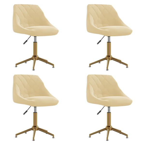 vidaXL Eetkamerstoelen draaibaar 4 st fluweel cr&egrave;mekleurig