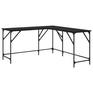 vidaXL Bureau Zwart Eiken Bewerkt hout 149 x 149 x 75 cm