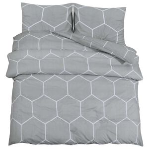 vidaXL Dekbedovertrekset 220x240 cm katoen grijs en wit