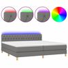 vidaXL Boxspring met matras en LED stof donkergrijs 200x200 cm