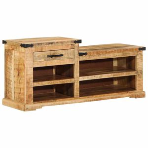 vidaXL Bank met lade met opslag Bruin 110 x 35 x 50 cm Ruw Mango
