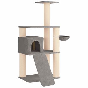 vidaXL Kattenboom met sisal krabpalen Lichtgrijs 173 cm
