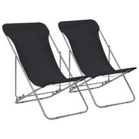 vidaXL Strandstoelen inklapbaar 2 st staal en oxford stof zwart