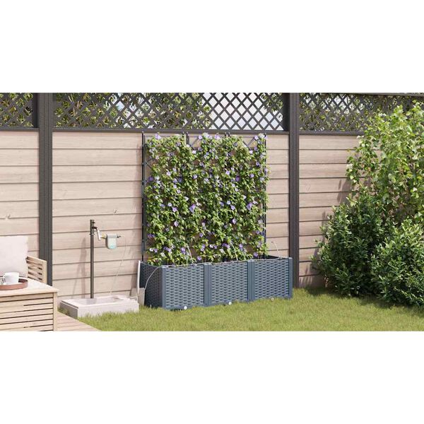 vidaXL Tuin Bloempot 3 pcs Licht Grijs Staal