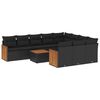 vidaXL 11-delige Loungeset met kussens poly rattan zwart