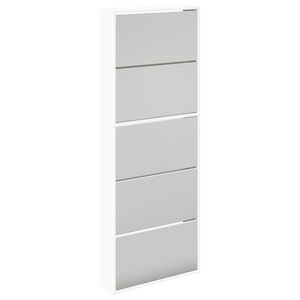 vidaXL Schoenenkast met 5 spiegels 63x17x169,5 cm wit