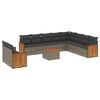 vidaXL 11-delige Loungeset met kussens poly rattan grijs