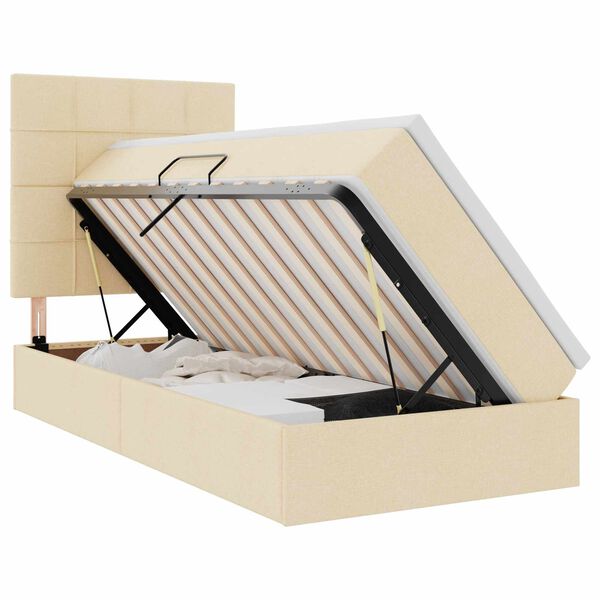 vidaXL Opbergbed met LED met matras Cr&egrave;me 90 x 190 cm Polyester