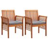 vidaXL Tuinstoelen 2 st met kussens massief acaciahout