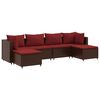 vidaXL 6-delige Loungeset met kussens poly rattan bruin