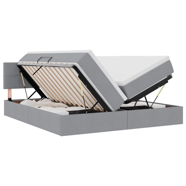 vidaXL Bed met LED-striplichten Lichtgrijs 180 x 200 cm Stof