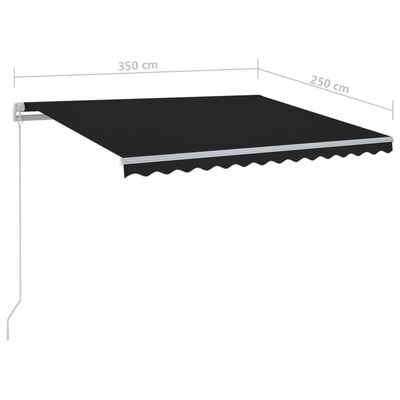 vidaXL Luifel automatisch uittrekbaar met palen 3,5x2,5 m antraciet