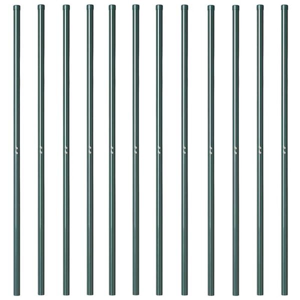 vidaXL Afrasteringspaal 12 pcs Groen Poedergecoat staal