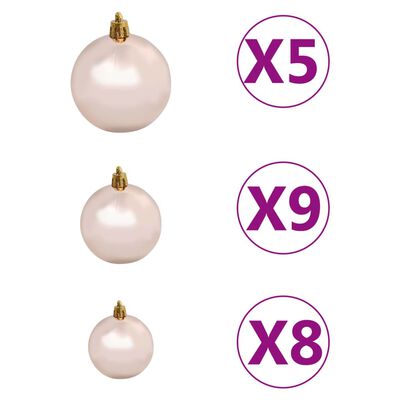 vidaXL Kunstkerstboom met verlichting en kerstballen 150 cm PVC rood