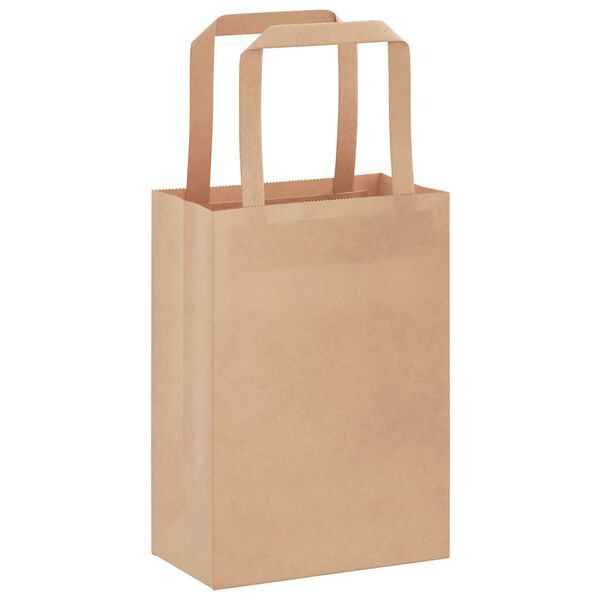 vidaXL Papieren zakken 250 st met hengsels 15x8x21 cm bruin