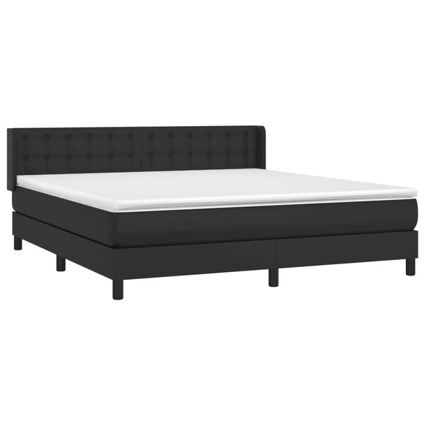vidaXL Boxspring met matras kunstleer zwart 180x200 cm