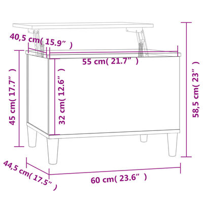 vidaXL Salontafel 60x44,5x45 cm bewerkt hout bruin eikenkleur