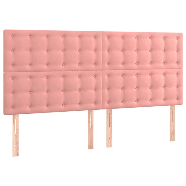 vidaXL Hoofdbord LED 180x5x118/128 cm fluweel roze