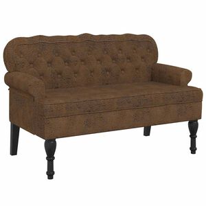 vidaXL Bankje met rugleuning 119,5x64,5x75 cm kunstsu&egrave;deleer bruin