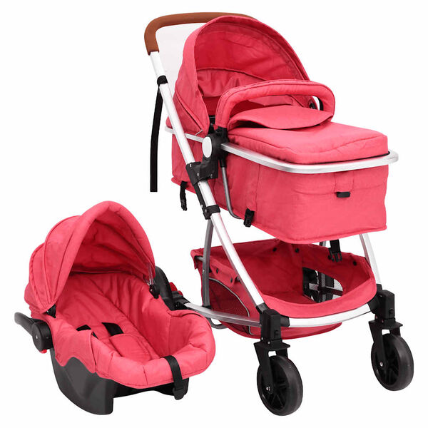 vidaXL Kinderwagen 3-in-1 aluminium rood