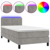 vidaXL Boxspring met matras en LED fluweel lichtgrijs 90x190 cm