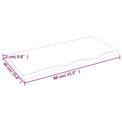 vidaXL Wastafelblad 80x40x2 cm behandeld massief hout donkerbruin