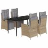 vidaXL 5-delige Tuinset met kussens poly rattan gemengd beige