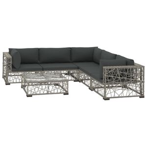 vidaXL 10-delige Loungeset met kussens poly rattan grijs