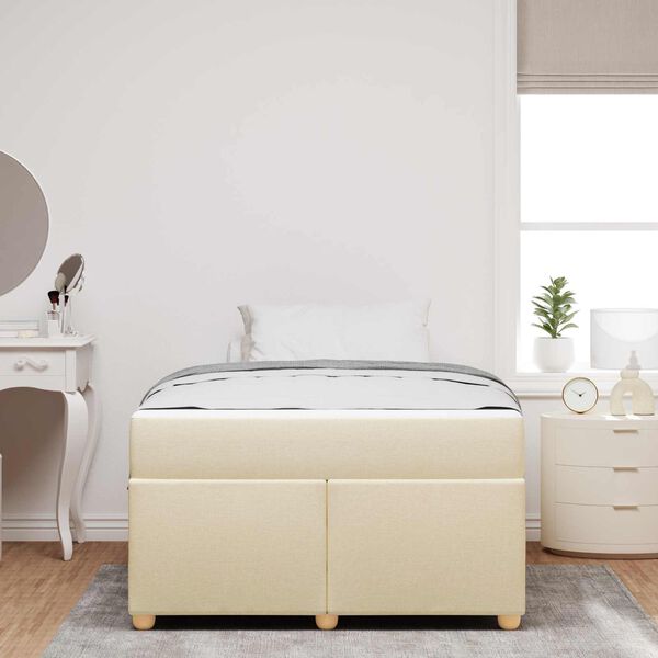 vidaXL Bedframe met matras Cr&egrave;me 120 x 190 cm Stof