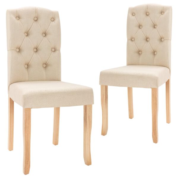 vidaXL Eetkamerstoelen 2 st stof cr&egrave;mekleurig
