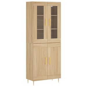 vidaXL Hoge kast 69,5x34x180 cm bewerkt hout sonoma eikenkleurig