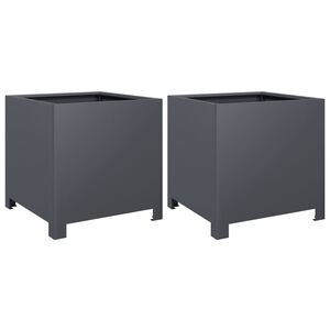 vidaXL Plantenbakken 2 st 40x40x40 cm staal antracietkleurig