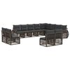 vidaXL Tuinbankenset 12 pcs Grijs en Donkergrijs poly rattan