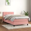 vidaXL Boxspring met matras fluweel roze 100x200 cm