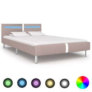 vidaXL Bedframe met LED zonder matras Cappuccino 135x190 cm