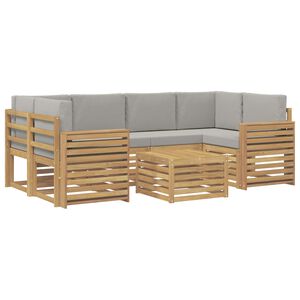 vidaXL Buiten bankenset 7 st Wit en Lichtgrijs Polyester