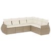 vidaXL 6-delige Loungeset met kussens poly rattan beige