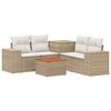 vidaXL Bankstel 6 st Beige en Cr&egrave;me Wit Poly Rattan en Staal